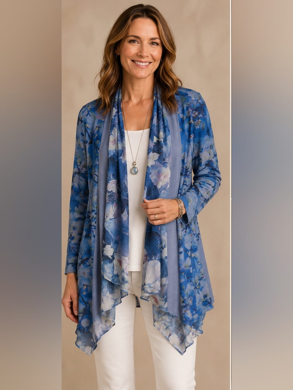 NWT Soft Surroundings Tea Garden Topper Open Front Cardigan Sweater Large Petite